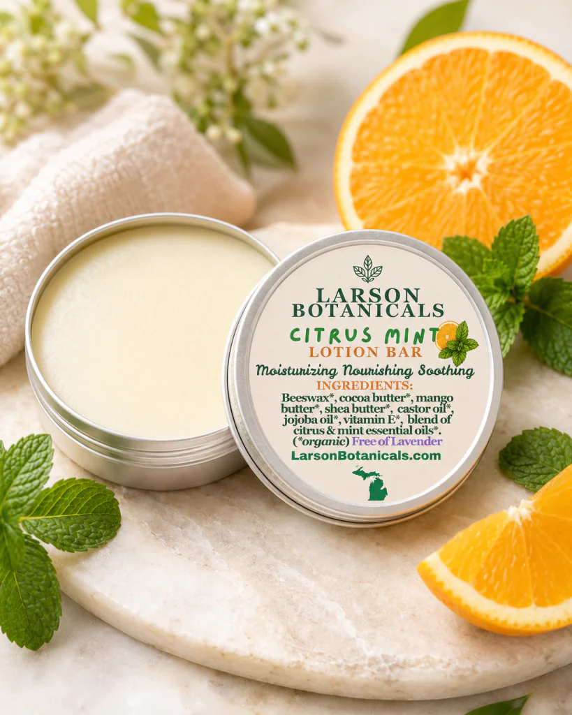 Citrus Mint Lotion Bar | Organic Solid Lotion for Dry Skin 2 oz