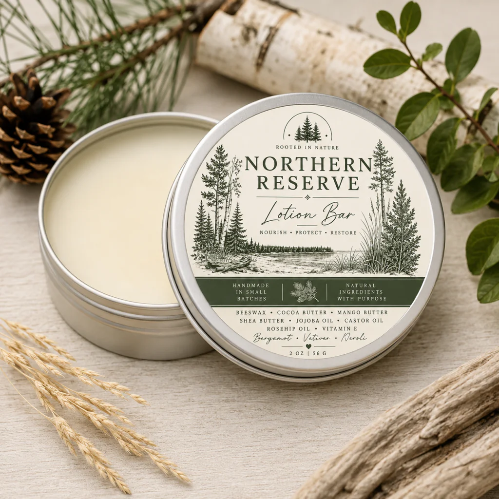 Northern Reserve Lotion Bar, Organic Solid Moisturizer for Dry Skin 2 oz