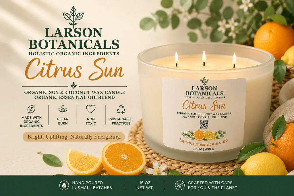 Citrus Sun 16 oz 3-Wick Organic Soy & Coconut Wax Candle