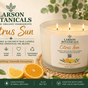 Citrus Sun 16 oz 3-Wick Organic Soy & Coconut Wax Candle